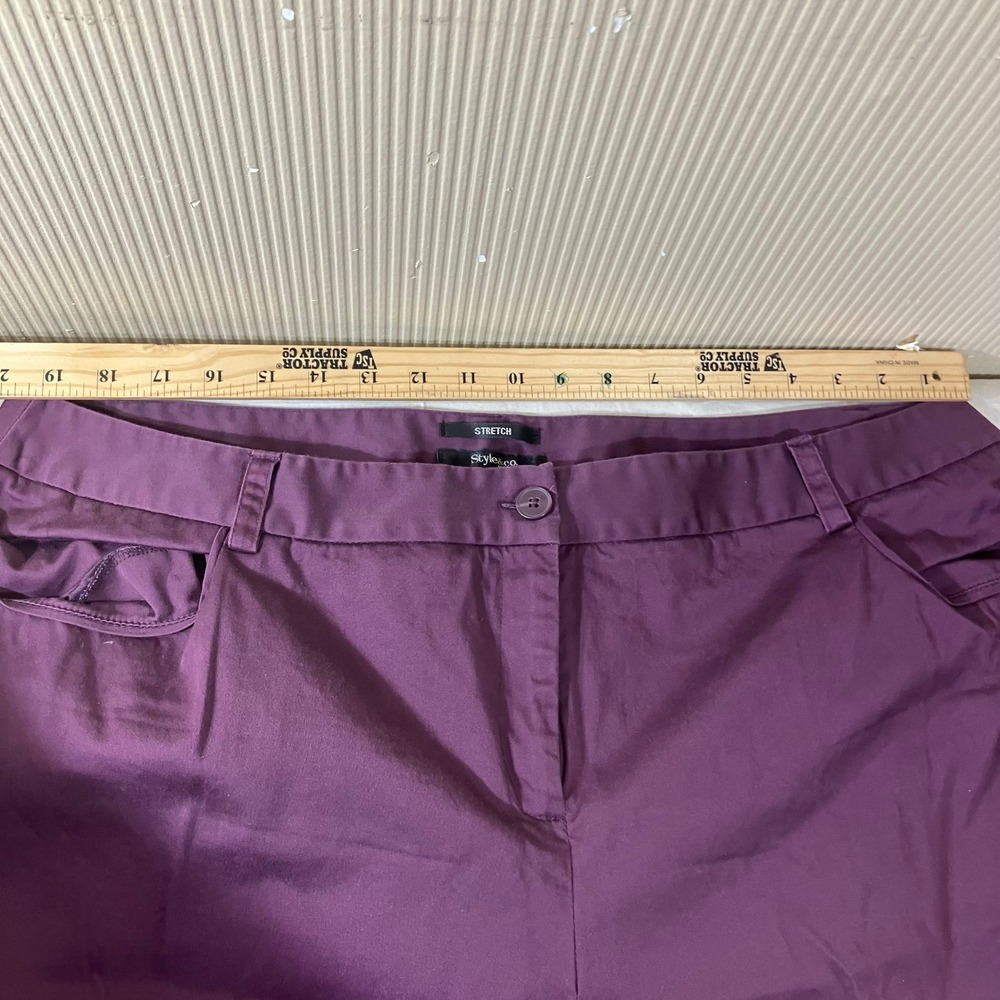 Style & Co Woman Plus Size 20W Plum Purple Stretch Cotton Cropped Pants WPL 8046 - Picture 2 of 10